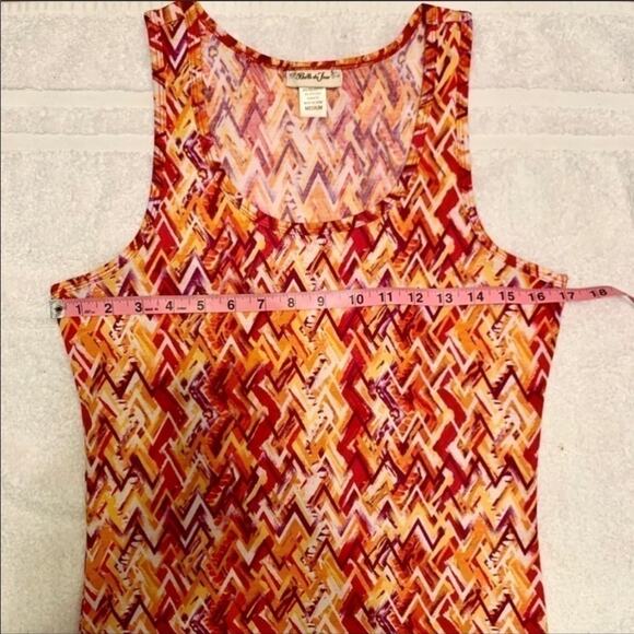 BELLE DU JOUR Citrus Orange White Chevron Tank Size Medium - Picture 5 of 8